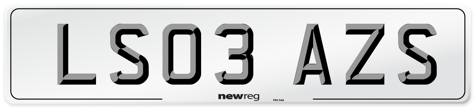 LS03 AZS Number Plate from New Reg